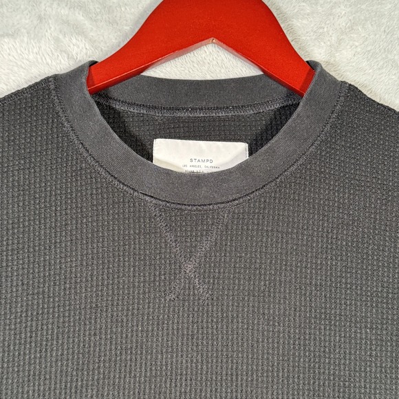 Stampd Shirt Mens Small Black Waffle Knit Crewneck Short Sleeve Los‎ Angeles LA